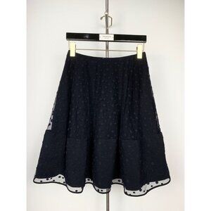 Chloé Black Polka Dot Lace A-Line Skirt With Transparent Gauze Hem